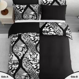 Pamposh Premium Brushed Microfibre Duvet Cover Sets Reversible Quilt Covers in Jet Black - Size: Double - thumbnail 4