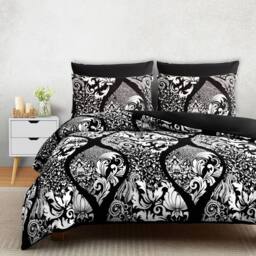 Pamposh Premium Brushed Microfibre Duvet Cover Sets Reversible Quilt Covers in Jet Black - Size: Double