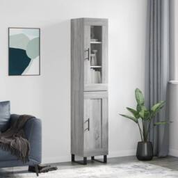 Berkfield Home Highboard Grey Sonoma 34.5x34x180 cm Engineered Wood - thumbnail 2