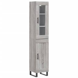 Berkfield Home Highboard Grey Sonoma 34.5x34x180 cm Engineered Wood - thumbnail 3