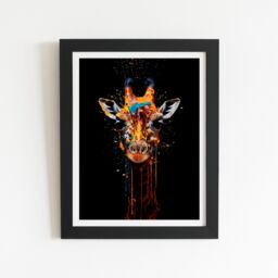 "Warren Reed - Designer Giraffe Face Splashart Framed Art Print in Black - Size: W12"" x H16""" - thumbnail 2