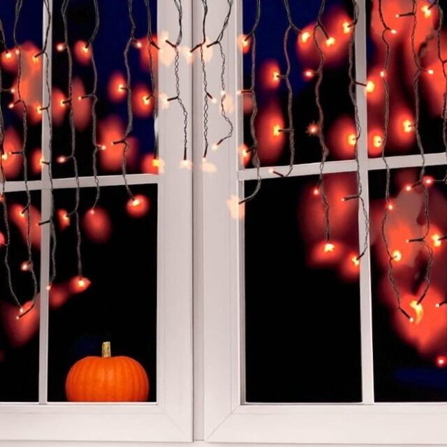 Garden Greatness 100 Curved LED Halloween Curtain Lights in Black - Size: 1 Pack - image 1