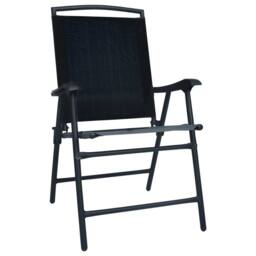 Berkfield Home Folding Garden Chairs 2 pcs Texilene Black - thumbnail 1