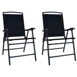 Berkfield Home Folding Garden Chairs 2 pcs Texilene Black - thumbnail 2