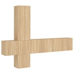 Berkfield Home 5 Piece TV Wall Units Sonoma Oak Engineered Wood in Brown - thumbnail 2