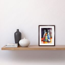 "Artery8 Wall Art Print Salt & Pepper Ceramic Shakers Modern Folk Art Kitchen Artwork Framed 9X7 Inch in Brown - Size: W7"" x H9""" - thumbnail 2