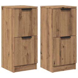 Berkfield Home Sideboards 2 pcs Artisan Oak 30x30x70 cm Engineered Wood in Brown - Size: 30 x 30 x 70 cm - thumbnail 2