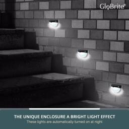 Globrite Solar Lights - Pack of 4Outdoor Garden Pathway & Deck Lighting, Waterproof Plastic Design in Black - thumbnail 5