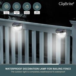 Globrite Solar Lights - Pack of 4Outdoor Garden Pathway & Deck Lighting, Waterproof Plastic Design in Black - thumbnail 4