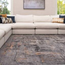 Kukoon Abstract Design Cotton Chenille Rug Grey Gold Machine Washable in Dark Grey - Size: 160 cm x 230 cm - thumbnail 2