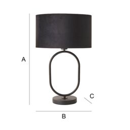 ValueLights Antonia Black Velvet Drum Shade Matte Black Oval Table Lamp with Bulb - thumbnail 7