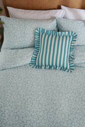 Helena Springfield 'Rosebud' Brushed Cotton Duvet Cover Set in Aqua - Size: Single - thumbnail 4