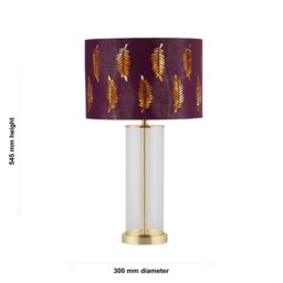First Choice Lighting Set of 2 Aura - Satin Brass Table Lamps with Burgundy Fern Shades in Gold - thumbnail 6
