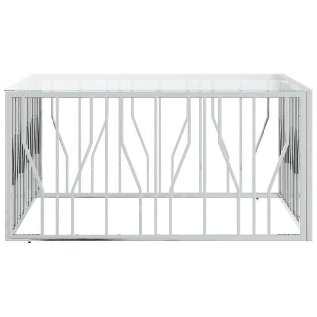 Berkfield Home Decorative Coffee Table 100x100x50 cm Stainless Steel & Glass in Silver - Size: 100 x 100 x 50 cm - image 1