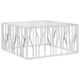 Berkfield Home Decorative Coffee Table 100x100x50 cm Stainless Steel & Glass in Silver - Size: 100 x 100 x 50 cm - thumbnail 3