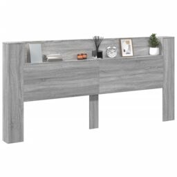 Berkfield Home Headboard Cabinet with LED Grey Sonoma 220x16.5x103.5 cm - thumbnail 5