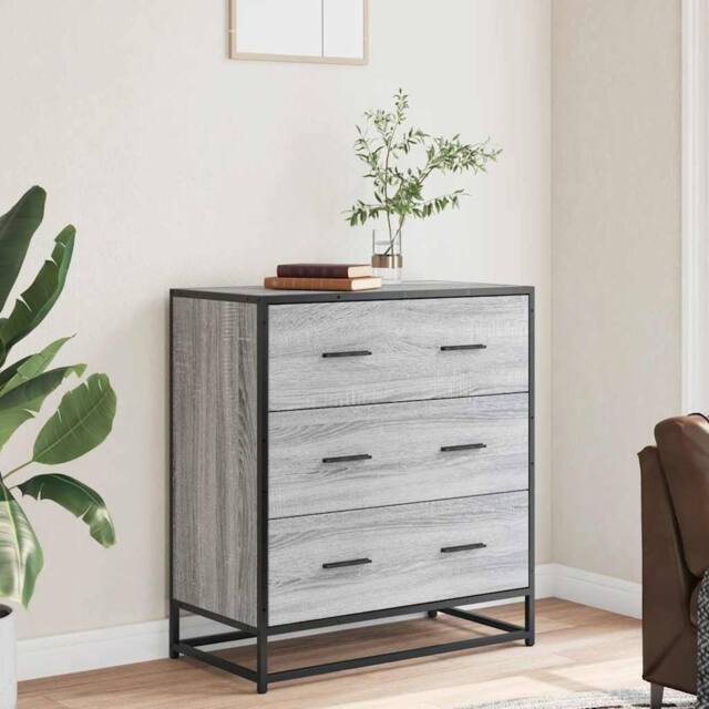 Berkfield Home Sideboard Grey Sonoma 68x35x76 cm Engineered Wood & Metal - Size: 68 x 35 x 76 cm - image 1
