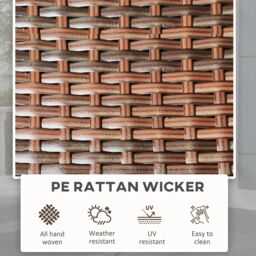 OUTSUNNY Foldable Outdoor Coffee Table, Metal Frame PE Rattan Side Table, Mixed Brown - thumbnail 6