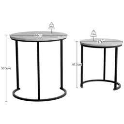 Home Discount Vida Designs Brooklyn Nest of 2 Round Tables Living Room Furniture in Grey - thumbnail 2
