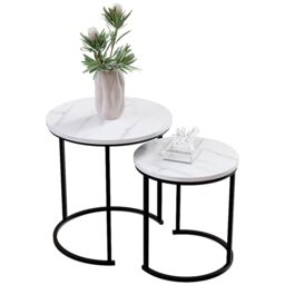 Home Discount Vida Designs Brooklyn Nest of 2 Round Tables Living Room Furniture in Grey - thumbnail 6