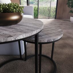 Home Discount Vida Designs Brooklyn Nest of 2 Round Tables Living Room Furniture in Grey - thumbnail 3