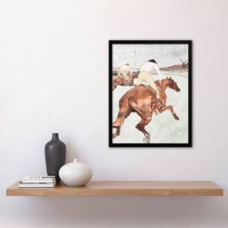 Artery8 Toulouse Lautrec Framed Wall Art Print The Jockey Horse Racing in Brown - Size: A4 - thumbnail 2