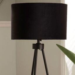 Ruma Minimalist Metal Tripod Floor Lamp For Living Room Black Shade - thumbnail 2