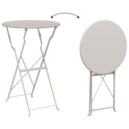 Berkfield Home Folding Bistro Table Beige √ò50x71 cm Powder-coated Steel - Size: 50x71 cm - thumbnail 9