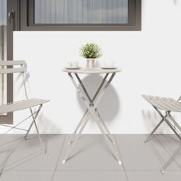 Berkfield Home Folding Bistro Table Beige √ò50x71 cm Powder-coated Steel - Size: 50x71 cm - thumbnail 3