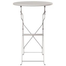 Berkfield Home Folding Bistro Table Beige √ò50x71 cm Powder-coated Steel - Size: 50x71 cm - thumbnail 4