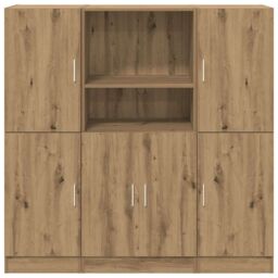 Berkfield Home 3 Piece Kitchen Cabinet Set Artisian Oak Engineered Wood in Brown - thumbnail 5