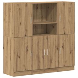 Berkfield Home 3 Piece Kitchen Cabinet Set Artisian Oak Engineered Wood in Brown - thumbnail 2