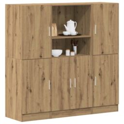 Berkfield Home 3 Piece Kitchen Cabinet Set Artisian Oak Engineered Wood in Brown - thumbnail 1