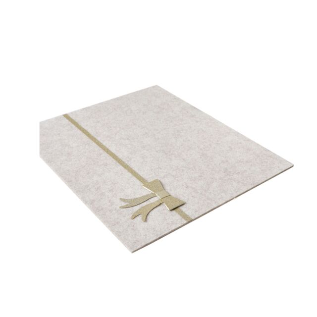 Melody Maison Set Of 4 Beige Rectangular Felt Placemat With Champagne Gold Bow - image 1