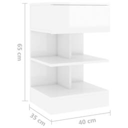 Berkfield Home Bedside Cabinet High Gloss White 40x35x65 cm Engineered Wood - Size: 40 x 35 x 65 cm - thumbnail 7