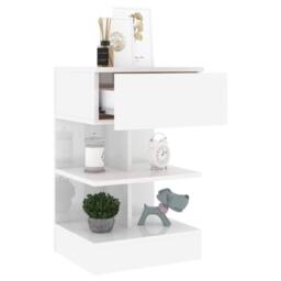 Berkfield Home Bedside Cabinet High Gloss White 40x35x65 cm Engineered Wood - Size: 40 x 35 x 65 cm - thumbnail 4