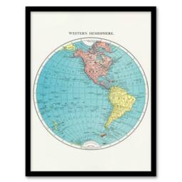 Artery8 Western Hemisphere 1908 Map Rand McNally Vintage Framed Wall Art Print in White - Size: A4 - thumbnail 1