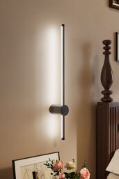 Living and Home 360 Degree Rotatable LED Straight Wall Light White Light 60cm with Wire in Black - thumbnail 8