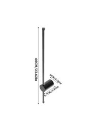 Living and Home 360 Degree Rotatable LED Straight Wall Light White Light 60cm with Wire in Black - thumbnail 4