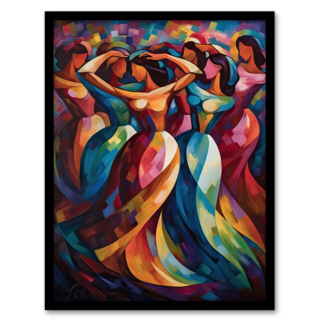 Artery8 Wall Art Print Latino Merengue Dance Dancing South America Colourful Bright Bold Painting Rhythm Body Energy Theatre Arts Artwork Art Framed - image 1