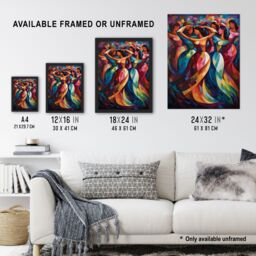 Artery8 Wall Art Print Latino Merengue Dance Dancing South America Colourful Bright Bold Painting Rhythm Body Energy Theatre Arts Artwork Art Framed - thumbnail 3