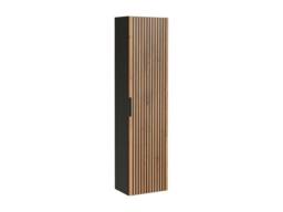 Vente-unique Fluted Wall-Hung Bathroom Unit With Inset Basin & Tall Unit - Light in Black - thumbnail 6