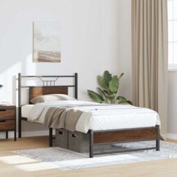 Berkfield Home Bed Frame without Mattress Brown Oak 75x190 cm Small Single Engineered Wood - thumbnail 4