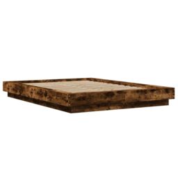 Berkfield Home Bed Frame with LED Lights without Mattress Smoked Oak 120x190cm in Brown - Size: 120x190 cm - thumbnail 3