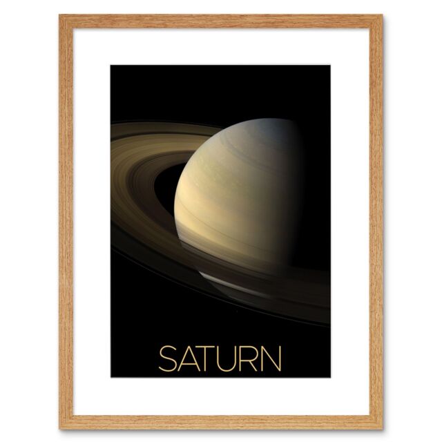 "Artery8 Wall Art Print NASA Our Solar System Saturn Planet Equinox Cassini Artwork Framed 9X7 Inch in Beige - Size: W7"" x H9""" - image 1