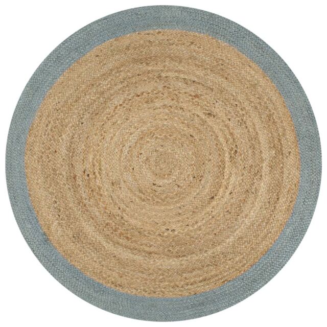 Berkfield Home Handmade Rug Jute with Olive Green Border 150 cm - Size: 100 cm diameter - image 1