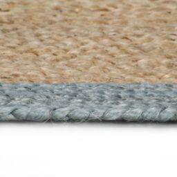 Berkfield Home Handmade Rug Jute with Olive Green Border 150 cm - Size: 100 cm diameter - thumbnail 3