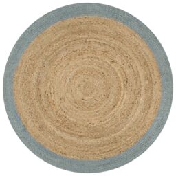 Berkfield Home Handmade Rug Jute with Olive Green Border 150 cm - Size: 100 cm diameter - thumbnail 1