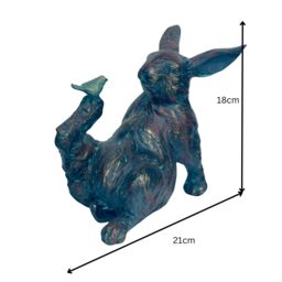Animal Crackers Playful Rabbit With A Bird On His Foot Home Or Garden Decoration in Bronze - thumbnail 6