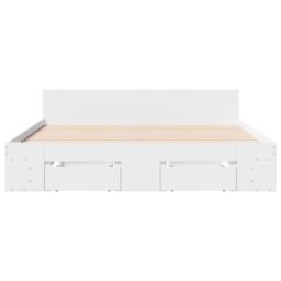 Berkfield Home Bed Frame with Drawers without Mattress White 135x190 cm Double - thumbnail 4